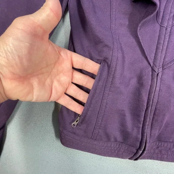 Kut from the Kloth Purple Ruffle Front Zip Jacket Women Small K32097 - Picture 3 of 10